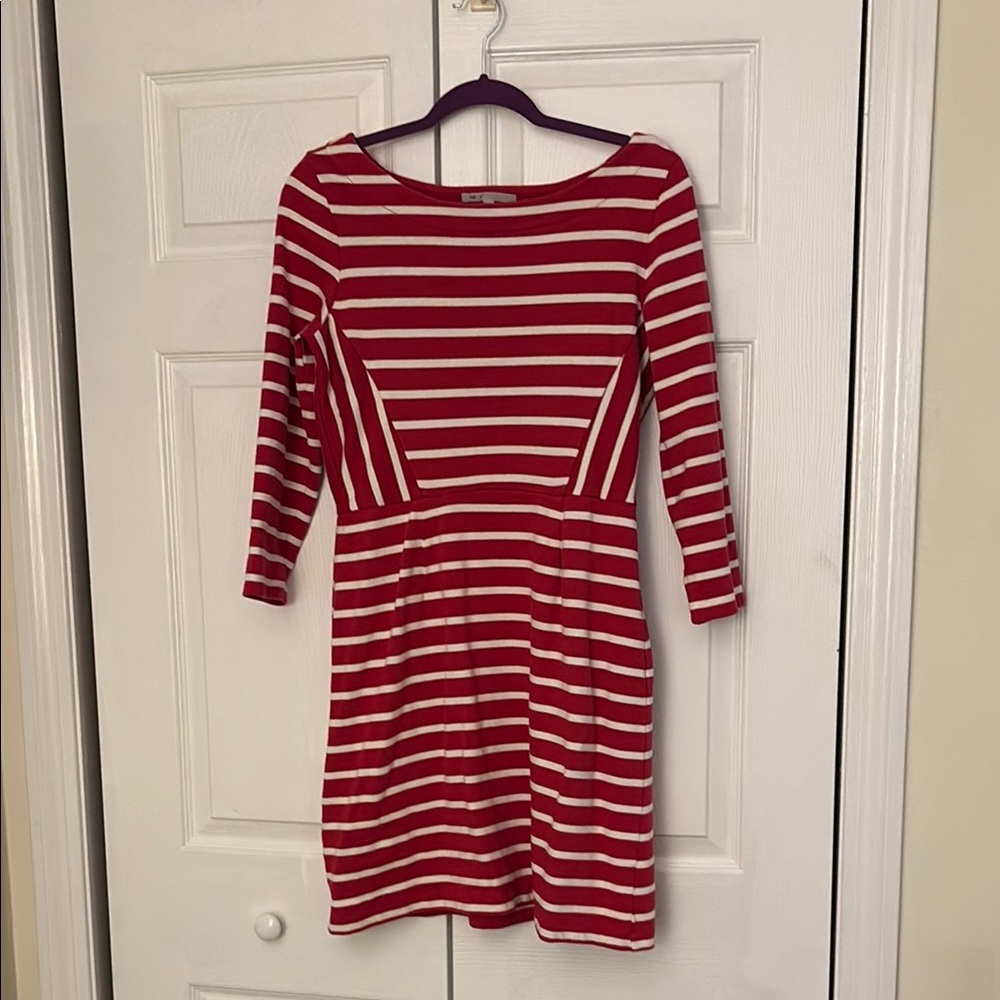GAP Redish-pink and White Dress with Bateau Neckline Sz Medium